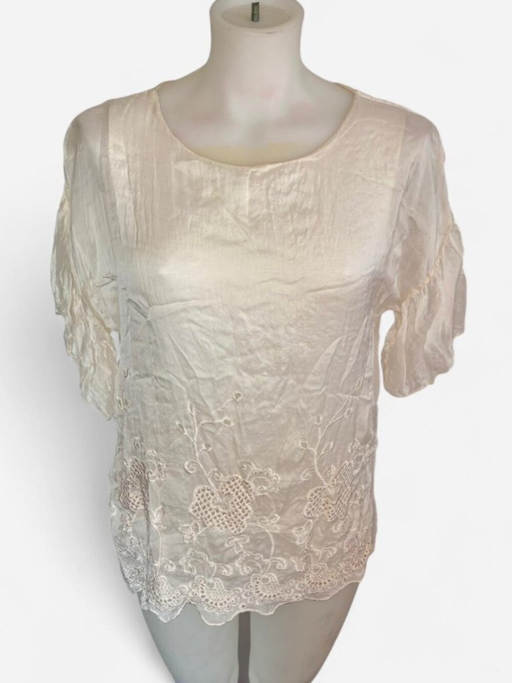 Via Signoria italian cream silk blouse